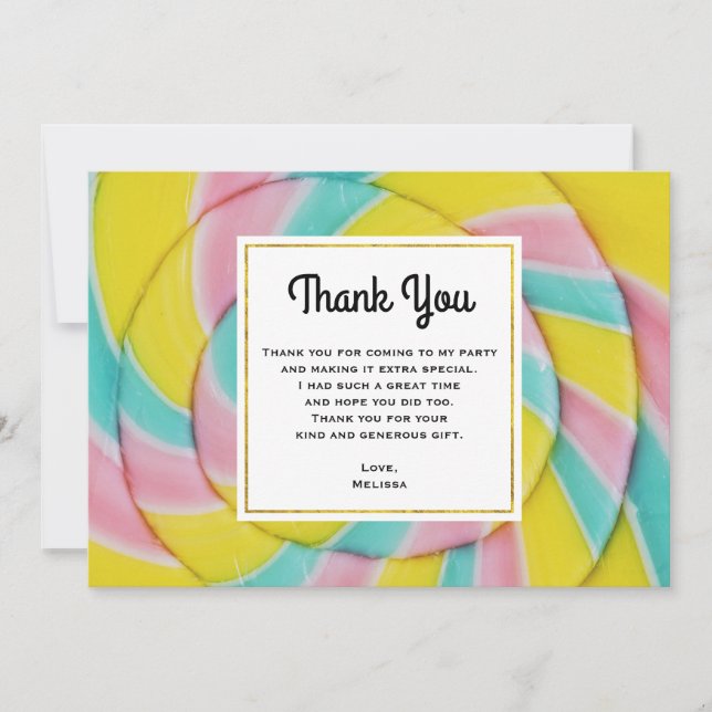 Carte De Remerciements Pastel Rainbow Spiral Candy (Devant)