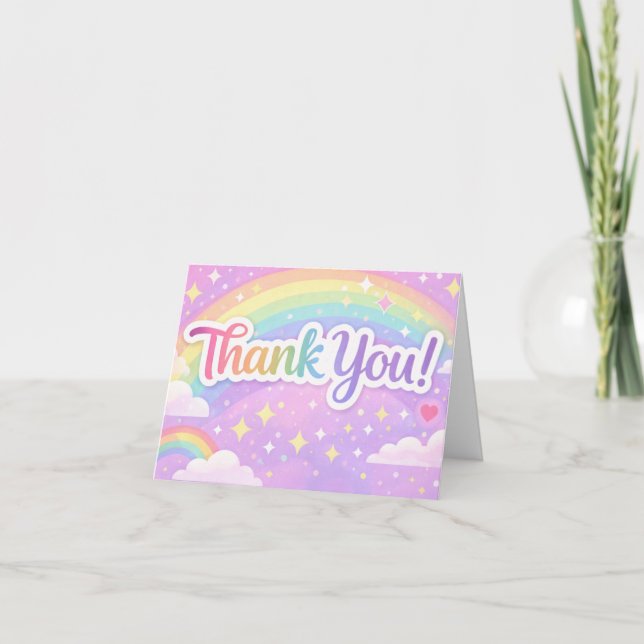 Carte De Remerciements Pastel Rainbow Thank You Card – Cute Appreciation  (Devant)