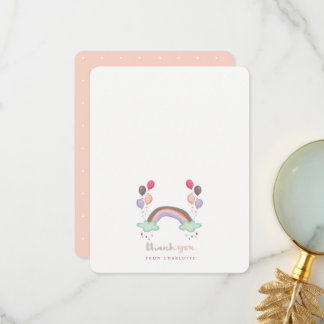 Carte De Remerciements Pastel Rose Arc En Ciel Et Balloons Baby shower Fi