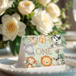 Carte De Remerciements Pastel Tropical Wild One Jungle Safari Animaux