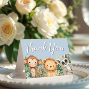 Carte De Remerciements Pastel Tropical Wild One Jungle Safari Animaux