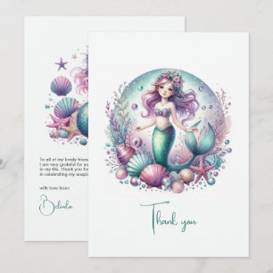 Carte De Remerciements Pastel Under the Sea Girl's Birthday