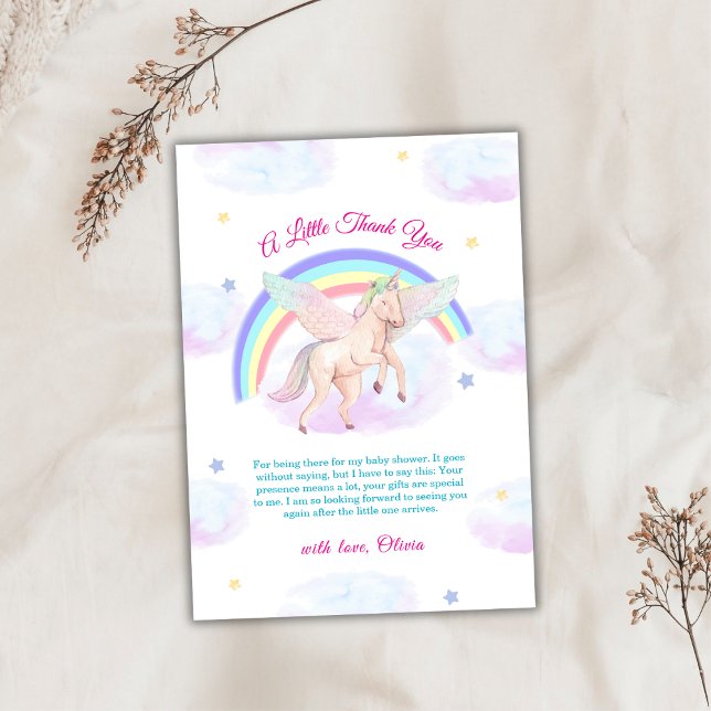 Carte De Remerciements Pastel Unicorn Star Rainbow Fairytale Baby Shower  (Pastel Unicorn Star Rainbow Fairytale Baby Shower Thank You Card)