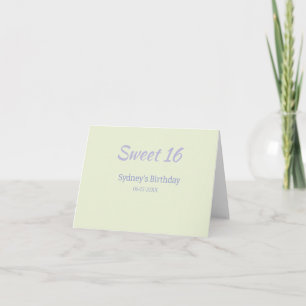 Carte De Remerciements Pastel vert violet nom gras 16e anniversaire