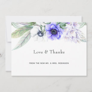 Carte De Remerciements Pastel Violet Floral Mariage