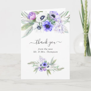 Carte De Remerciements Pastel Violet Floral Mariage Photo