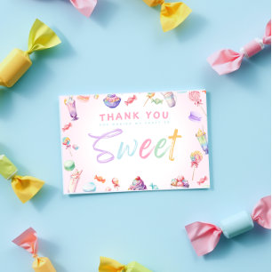 Carte De Remerciements Pastel Watercolor Candy Wonderland Fête d'annivers