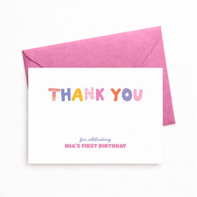 Carte De Remerciements Patchwork d'anniversaire ludique et chic (Créateur téléchargé)