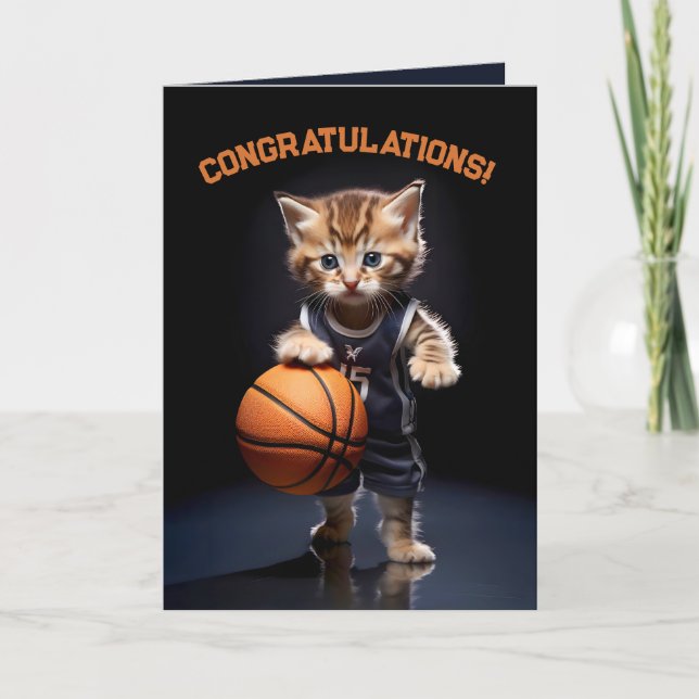 Carte De Remerciements Pâtes et cerceaux - Kitten Basketball (Devant)