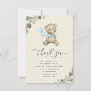 Carte De Remerciements patientez le baby shower de l'ours en peluche