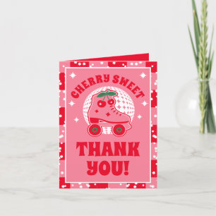 Carte De Remerciements Patins Cherry Anniversaire de Roller Skating Rét