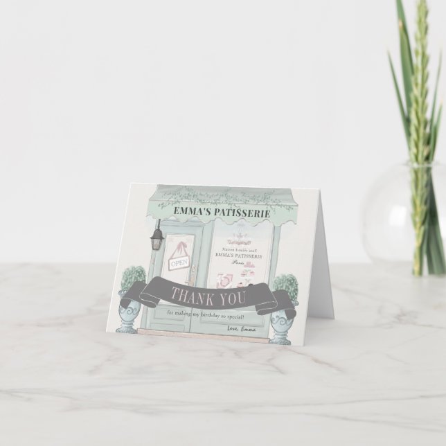 Carte De Remerciements pâtisserie Paris Vert Anniversaire (Devant)