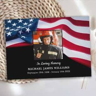 Carte De Remerciements Patriotic Memorial USA Drapeau Feu pompier funérai