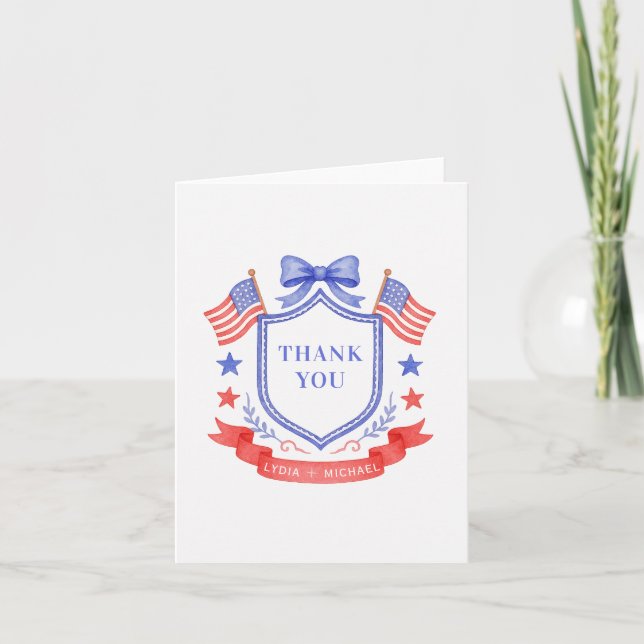 Carte De Remerciements Patriotic Red White & I Do Monogram Wedding (Devant)