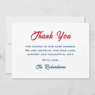 Carte De Remerciements Patriotique 4 Juillet Rouge Blanc Et Baby shower
