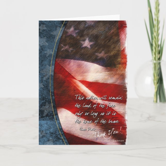 Carte de remerciements patriotique avec drapeau am (Devant)