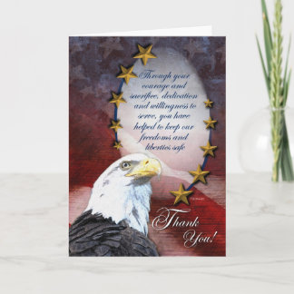 Carte de remerciements patriotique d'Eagle chauve