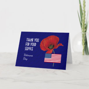 Carte De Remerciements Patriotique Drapeau américain JOURNÉE DES ANCI