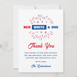 Carte De Remerciements Patriotique Rouge Blanc Et Dû 4 Juillet Baby showe
