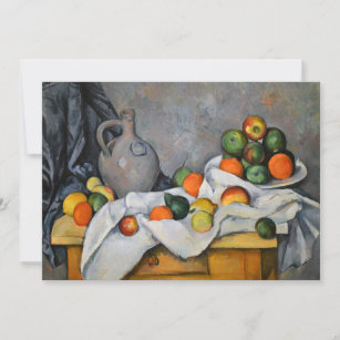 Carte De Remerciements Paul Cezanne - Rideau, bol de jug et de fruits