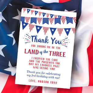 Carte De Remerciements Pays des Trois pour l'anniversaire des 3 ans