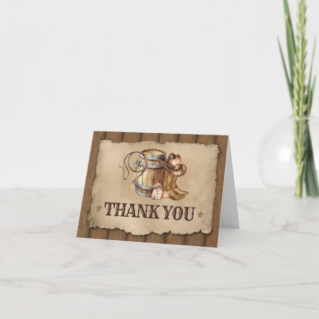 Carte De Remerciements Pays Western Cowboy Baby shower (Devant)