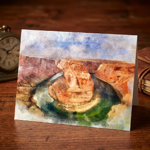 Carte De Remerciements Paysage aquarelle de Horseshoe Bend Grand Canyon