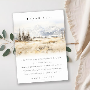 Carte De Remerciements Paysage aquarelle de mariage à Jackson Hole Wyomin