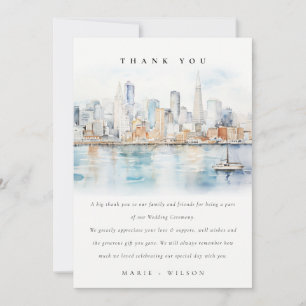 Carte De Remerciements Paysage aquarelle de mariage à San Francisco