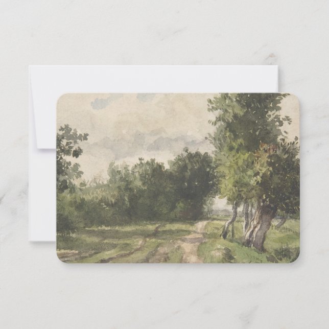 Carte De Remerciements Paysage aquarelle du chemin - Troyon constant (Devant)