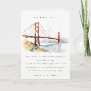 Carte De Remerciements Paysage de mariage du pont Golden Gate de San Fran