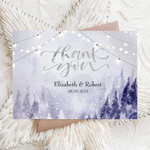 Carte De Remerciements Paysage de neige hivernal violet