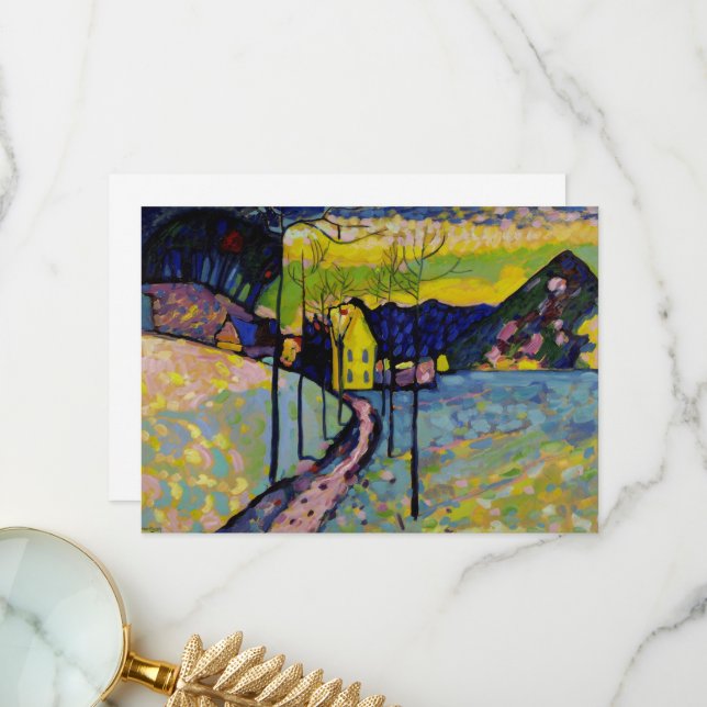 Carte De Remerciements Paysage d'hiver par Wassily Kandinsky (Devant/Arrière en situation)