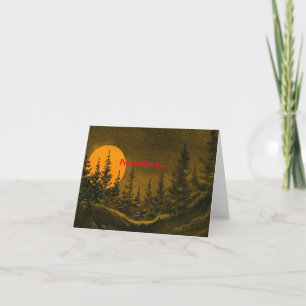 Carte De Remerciements Paysage nocturne; chasse ou moisson lune