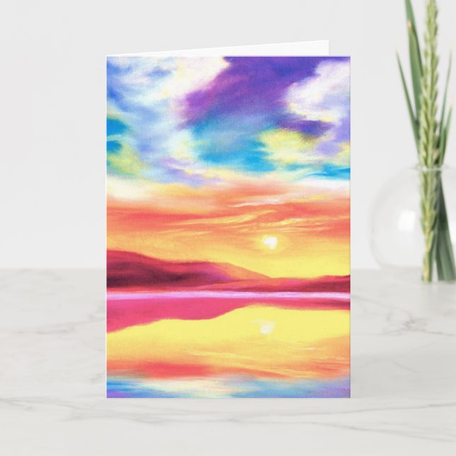 Carte De Remerciements Paysage Sunset Lake Scene - Multi (Devant)