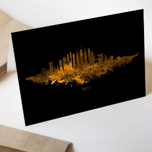 Carte De Remerciements Paysage urbain de New York à l'aquarelle en orange