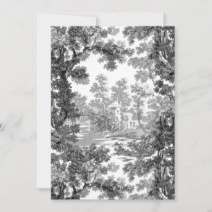 Carte De Remerciements Paysage vintage Cottage Toile-Noir & Blanc