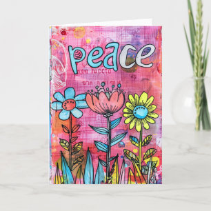 Carte De Remerciements *~**~ PEACE Doodle coloré Fleur Whimsical