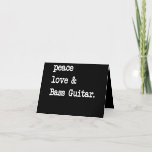 Carte De Remerciements Peace Love & Basse Guitare Musicien Guitaris