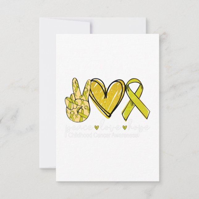 Carte De Remerciements Peace Love Hope Chilhood Cancer Awareness Jaune (Devant)