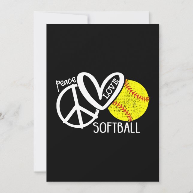 Carte De Remerciements Peace Love Softball Vector SKY (Devant)