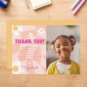 Carte De Remerciements Peace Out Chiffres simples Filles Photo Anniversai