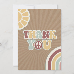 Carte De Remerciements Peace Super Welcome Baby shower Brown rose Hippie