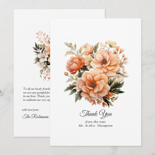 Carte De Remerciements Peach Fuzz Floral Mariage