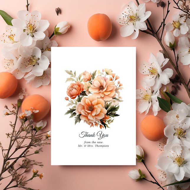 Carte De Remerciements Peach Fuzz Floral Mariage (Peach Fuzz Wedding)