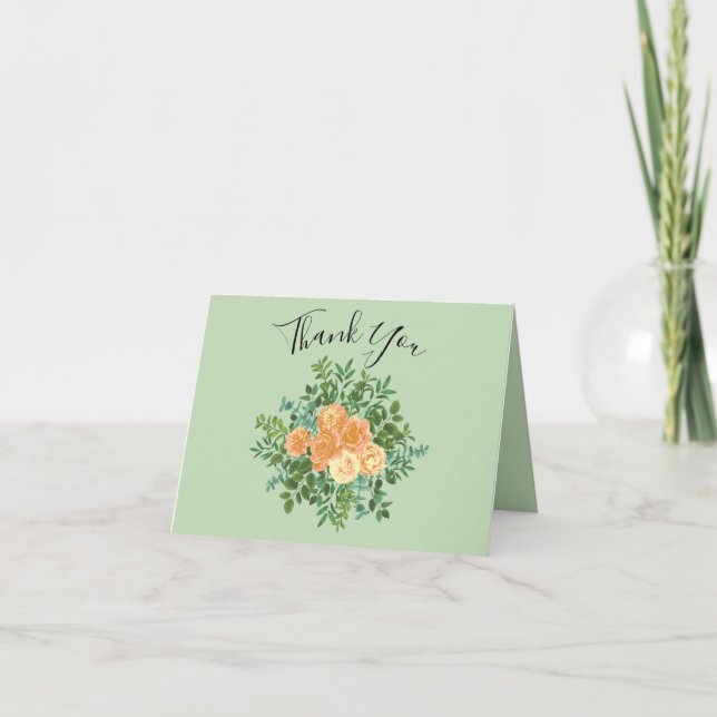 Carte De Remerciements Peach Green Mariage Spring Pastel (Devant)