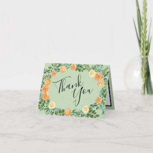 Carte De Remerciements Peach Green Wedding Spring Pastel