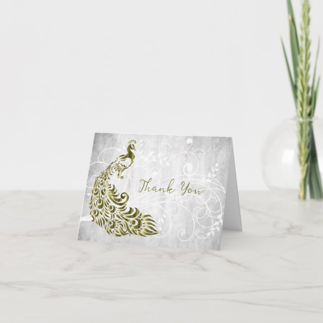 Carte de remerciements Peacock Or (Devant)