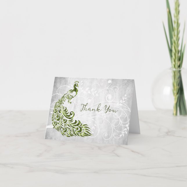 Carte de remerciements Peacock Vert (Devant)