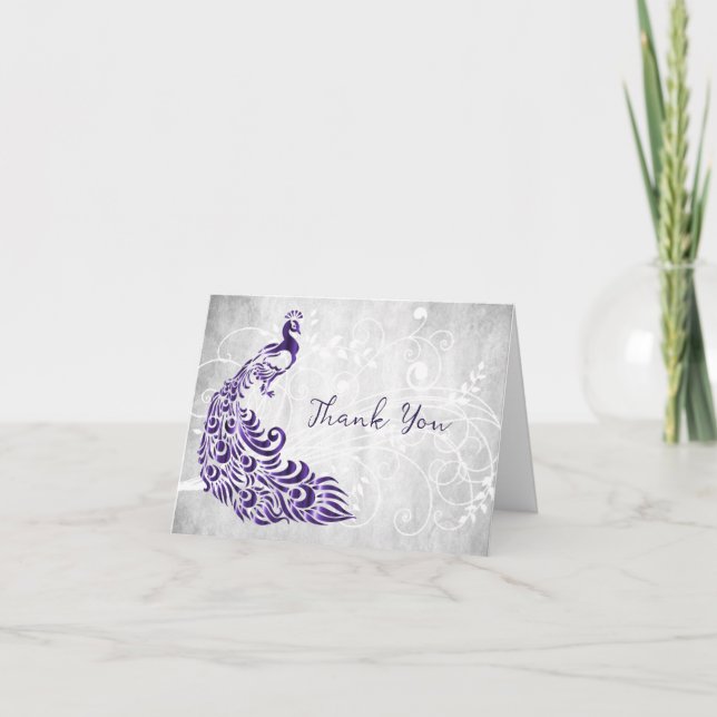 Carte de remerciements Peacock Violet (Devant)